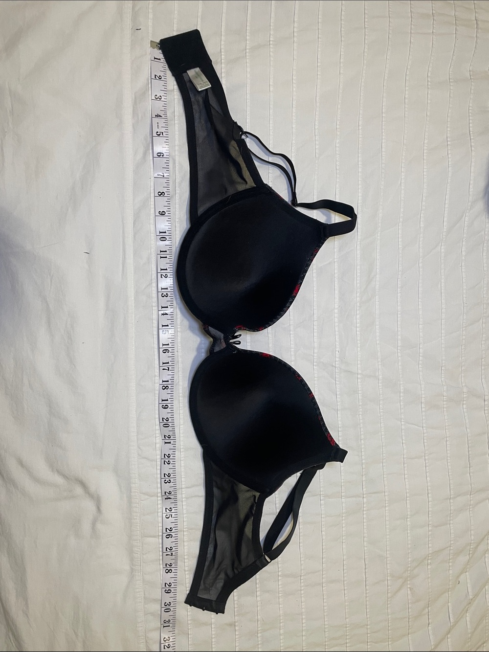 Adrienne Vittadini Black Bra with Red Floral Print Adjustable Straps - Picture 4 of 5